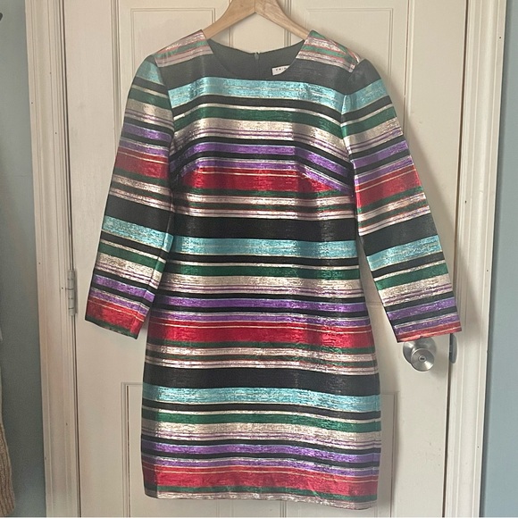 Trina Turk Metallic Multicolor Shift Dress 4 Rainbow Evening Party Cocktail - Picture 5 of 12